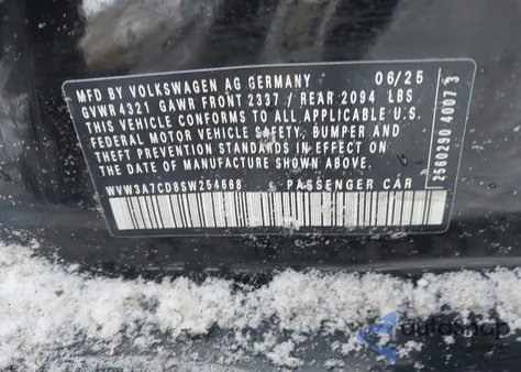 2025 Volkswagen Golf Gti 2.0T Se z USA, uszkodzony, nr VIN WVW3A7CD8SW254668